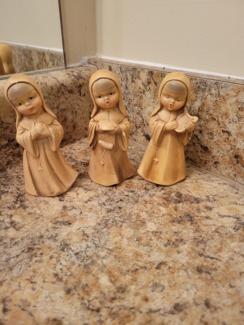 Vintage Christmas Nuns Figurines Japan 50's Set Of 3